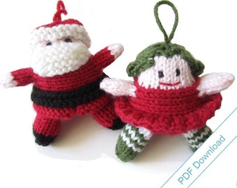 PDF Download Knitting Pattern for Santa and Christmas Fairy.