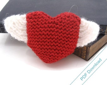 Knitting Pattern PDF. Heart With Wings. Instant Download.