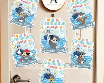 Personalized All Characters Mickey and Friends Graduation Trip Disney Cruise Magnet, Graduate Senior Family Cruise Ship Stateroom Door 2025