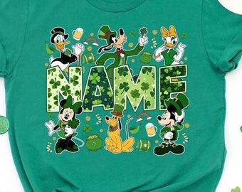 Personalized Mickey & Friends Disney Happy St. Patrick’s Day Shirt, Disney Shamrock Lucky Irish Gift, WDW Disneyland Family Saint Patrick