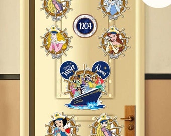 Personalized Disney Princess Girl Trip Inspired Cruise Door Magnet, Disney Family Cruise Ship Stateroom Door, Princess Birthday Girl Magnet
