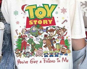 Disney Toy Story Christmas Shirt, Buzz Lightyear Woody Rex Merry Christmas, You've Got a Friend In Me Holiday Family Christmas Sweatshirt