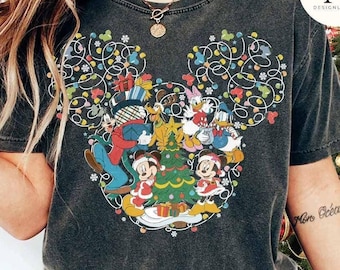 Mickey & Friends Santa Disney Christmas Shirt, Mickey's Very Merry Christmas Lights Tee, WDW Disneyland Holiday Family Christmas Sweatshirt