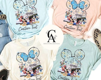 Aquarelle personnalisée Mickey et ses amis, chemise croisière Disney, croisière en famille Disney vacances 2025, chemise voyage Disney, rêve magique Disney