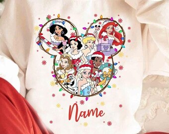 Personalized Disney Princess Christmas Shirt, Disney Girl Trip Very Merry Christmas Party, Princess Birthday Girl Christmas Trip Matching