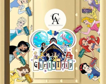 Personalized Disney Princess Girl Trip Inspired Cruise Door Magnet, Family Cruise Ship Stateroom Door, Disney Princess Birthday Girl Magnet