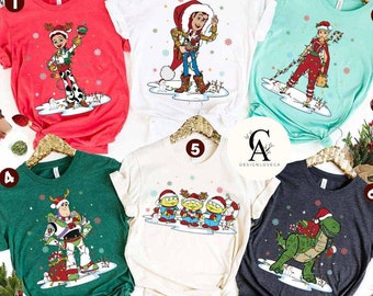 Disney Toy Story Christmas Shirt, Buzz Lightyear Woody Rex Very Merry Christmas Lights, WDW Disneyland Holiday Family Christmas Sweatshirt