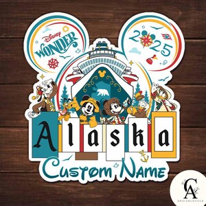 Personalized Mickey & Friends Disney Alaska Cruise Magnet, Disney Wonder Magnet Alaska Family Cruise Ship Stateroom Door, Disney Cruise 2025