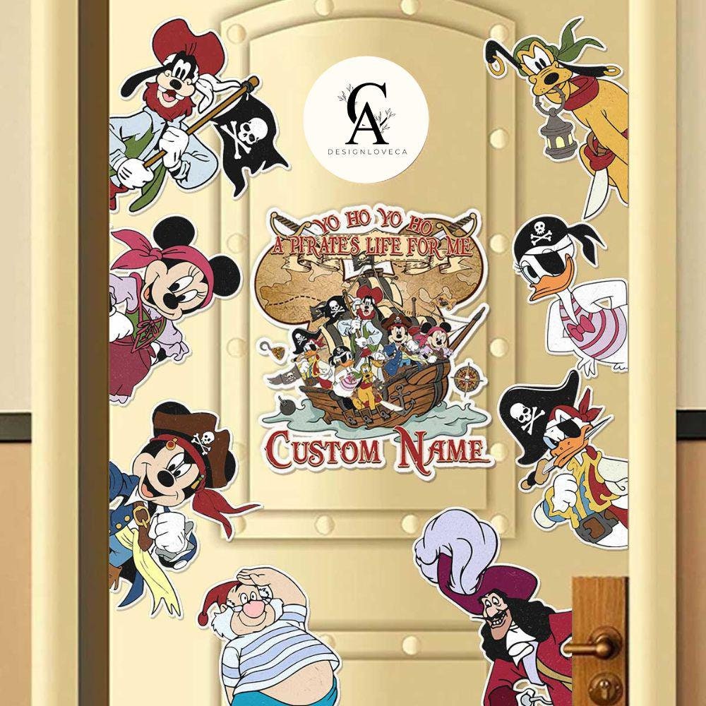 Personalized All Characters Pirates Disney Cruise Magnet, Mickey & Friends Smee Hook Disney Pirates Magnet, Pirates of the Caribbean Decor