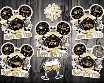 Personalized Mickey Minnie New Year's Eve at Sea Disney Happy New Year 2025 Magnet, Holiday Christmas Family New Year Cruise Stateroom Door