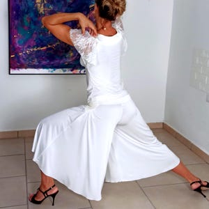 Wide Leg Tango Pants & Top Argentine Tango Flared pants Rhythm practice by Elina Albini Tango Clothes Fashionable gifts for her