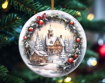 Christmas 2024 Ornament, Fun New Home Christmas Ornament, Heirloom Keepsake, Round Ceramic Ornament, Christmas Decoration, Holiday Gift Idea