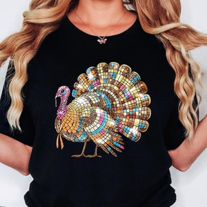 Comfort Colors Colorful Turkey Shirt, Disco Ball Turkey Shirt, Thanksgiving Turkey Tees, Pumpkin Turkey Shirt, Turkey Day Gift, Fall Shirt