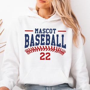 Custom Mascot Baseball Sweatshirt, Personalized Team Name Crewneck, Baseball Player Number Pullover, Game Day Sweater, High School Sports
