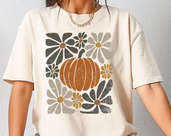 Floral Pumpkin Shirt, Comfort Colors Pumpkin Fall Shirt, Pumpkin Patch Shirt, Boho Pumpkin Shirt, Vintage Fall Shirt, Thanksgiving Gift