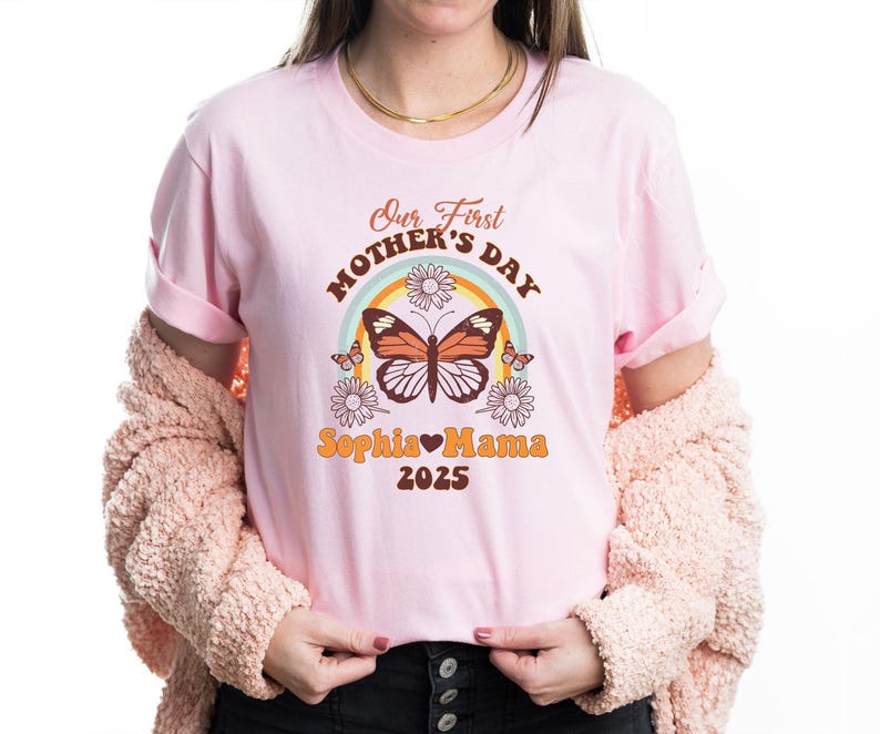 Personalized Our First Mothers Day Set, Comfort Colors Mothers Day Shirt, First Mother's Day Shirt, Mom and Baby Shirt, New Mom Gift Shirt image 7