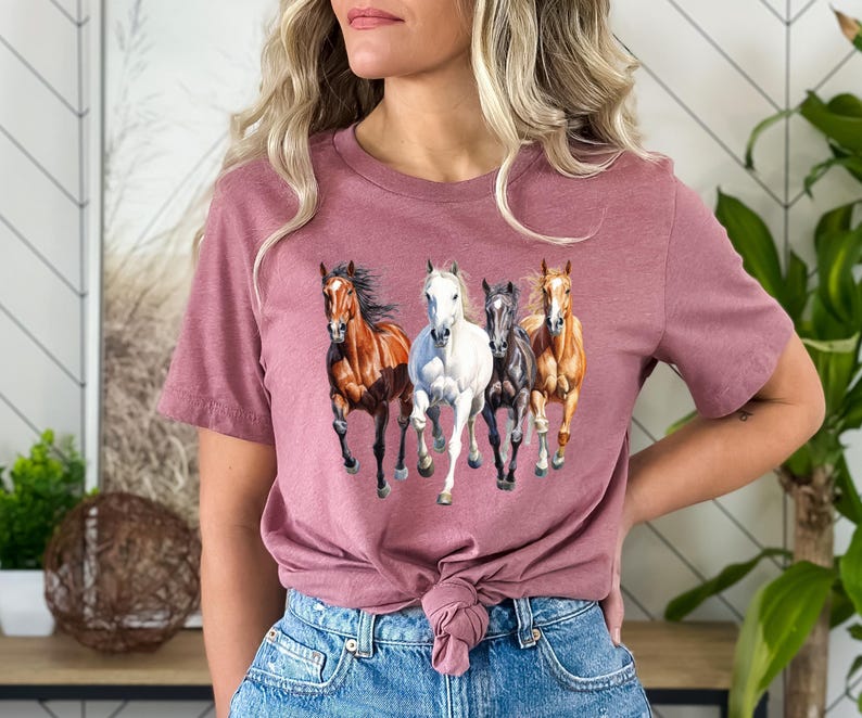 Comfort Colors Horses Shirt, Western Horses Shirt, Popular Horse Tee, Horse Lovers Gift, Cute Women Western Gift, Cowgirl Gift, Gift For Her image 2