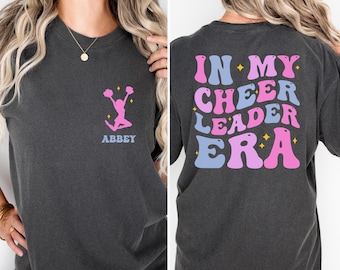 Comfort Colors In My Cheerleader Era Shirt, Custom Name Cheerleader Shirt, Girls Cheer Shirt, Cheerleader Gift Shirt, Dance T-Shirt