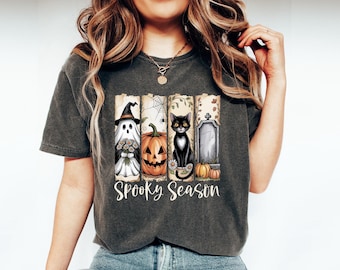 Comfort Colors® Vintage Halloween Shirt, Ghost Pumpkin Black Cat Shirt, Spooky Season T-Shirt, Stay Spooky Shirt, Halloween Gift Shirt