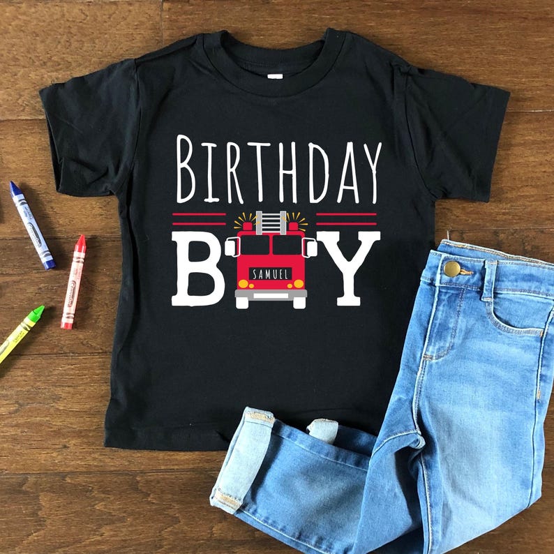 Custom Fire Truck Birthday Shirt, Comfort Colors Dad and Mom of The Birthday Boy Fire Truck Shirt, Family Kids Matching Tees, Fire Truck Tee image 5