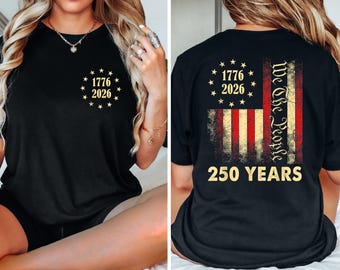 1776-2026 We The People Comfort Colors Shirt, USA 250 Years Anniversary T-Shirt, Vintage American Flag Graphic Shirt, USA 250th Birthday Tee