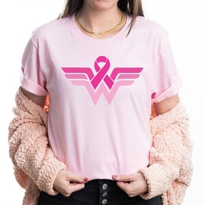 Cancer Ribbon Wonder Women Shirt, Comfort Colors Breast Cancer Awareness Shirt, Pink Ribbon Shirt, Cancer Warrior Shirt, Strong Women Shirt image 5