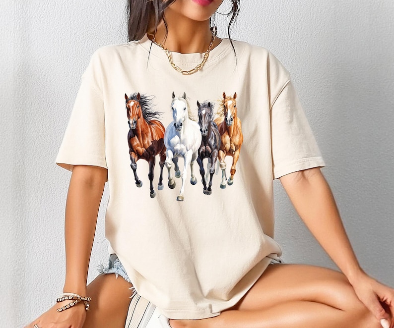 Comfort Colors Horses Shirt, Western Horses Shirt, Popular Horse Tee, Horse Lovers Gift, Cute Women Western Gift, Cowgirl Gift, Gift For Her image 4