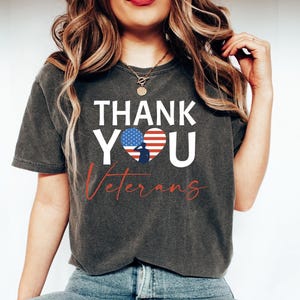 Thank You Veterans Shirt, Comfort Colors Veteran Day Shirt, USA Flag Veterans Tee, Army Husband Gift, Proud Veteran Shirt, Memorial Day Gift image 1