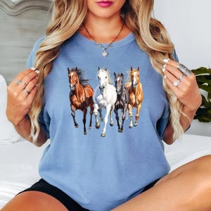 Comfort Colors Horses Shirt, Western Horses Shirt, Popular Horse Tee, Horse Lovers Gift, Cute Women Western Gift, Cowgirl Gift, Gift For Her image 3
