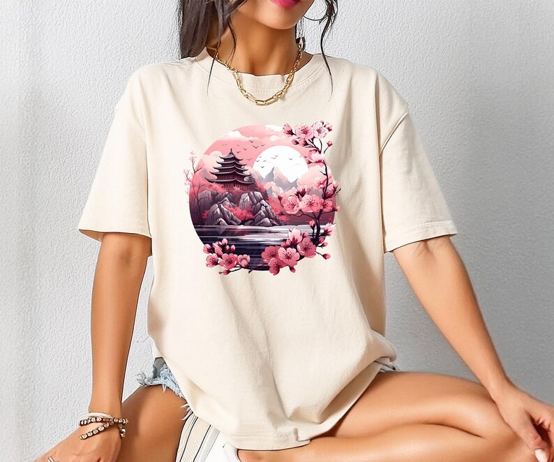 Comfort Colors Cherry Blossom Shirt, Japanese Cherry Blossoms Tee, Flower Nature Shirt, Spring Flowers Shirt, Sakura T-Shirt, Floral T-Shirt image 3