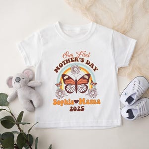 Personalized Our First Mothers Day Set, Comfort Colors Mothers Day Shirt, First Mother's Day Shirt, Mom and Baby Shirt, New Mom Gift Shirt image 6