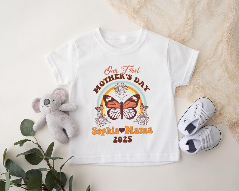 Personalized Our First Mothers Day Set, Comfort Colors Mothers Day Shirt, First Mother's Day Shirt, Mom and Baby Shirt, New Mom Gift Shirt image 6