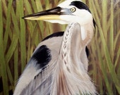 Oil Painting Original Painting Art-Great Blue Heron on canvas home office