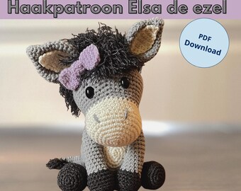 Crochet pattern cuddly toy donkey | Dutch crochet pattern for beginners | PDF download for crochet cuddly toy