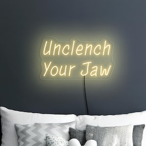 Unclench your jaw neon sign, Mental health neon sign, Positive neon sign, Therapy neon sign decor, Funny neon sign, Therapist room art decor