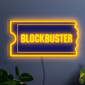 Blockbuster neon sign, Blockbuster led sign, Blockbuster logo lighted, Blockbuster gift, Home theater sign decor, Blockbuster wall art decor