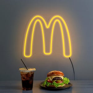 McDonald&#39;s neon sign, McDonald&#39;s logo lighted, McDonald&#39;s led sign, McDonald&#39;s lover gift, Fast food neon sign decor, McDonald&#39;s wall art decor