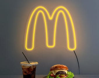 McDonald's neon sign, McDonald's logo lighted, McDonald's led sign, McDonald's lover gift, Fast food neon sign decor, McDonald's wall art decor
