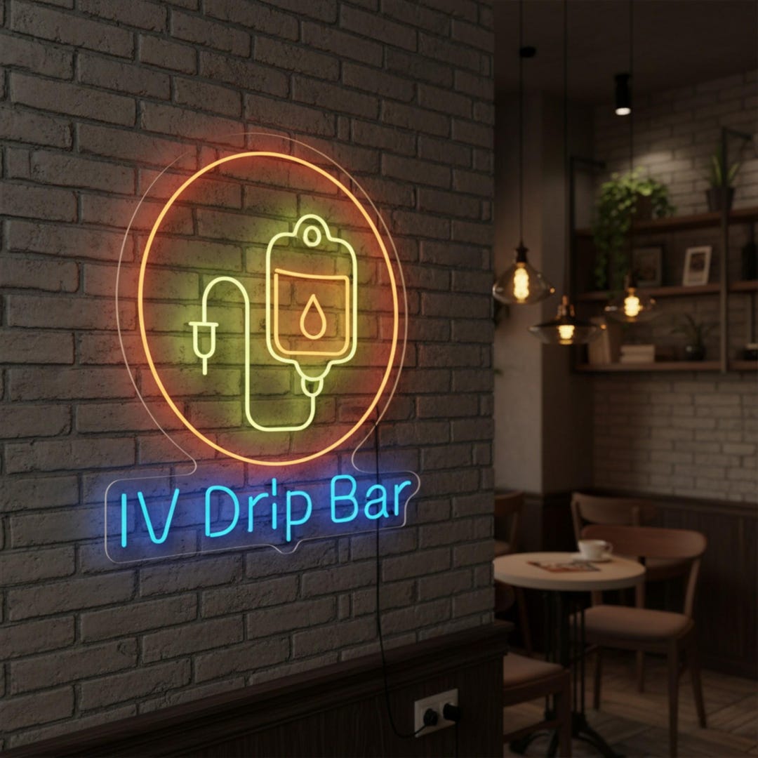 IV Drip Bar Neon Sign, IV Therapy Neon Sign, IV Hydration Clinic Sign ...