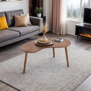 Modern Style Coffee Table, Living Room Coffee Table, Wooden Coffee Table, kidney shaped, Scandinavian Coffee Table