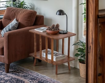 Wooden side table,retro coffee table,modern shelf coffee table,rustic handmade solid coffee table,rectangle coffee table