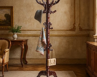Solid Birch Coat Rack – Freestanding Hall Tree with 14 Hooks