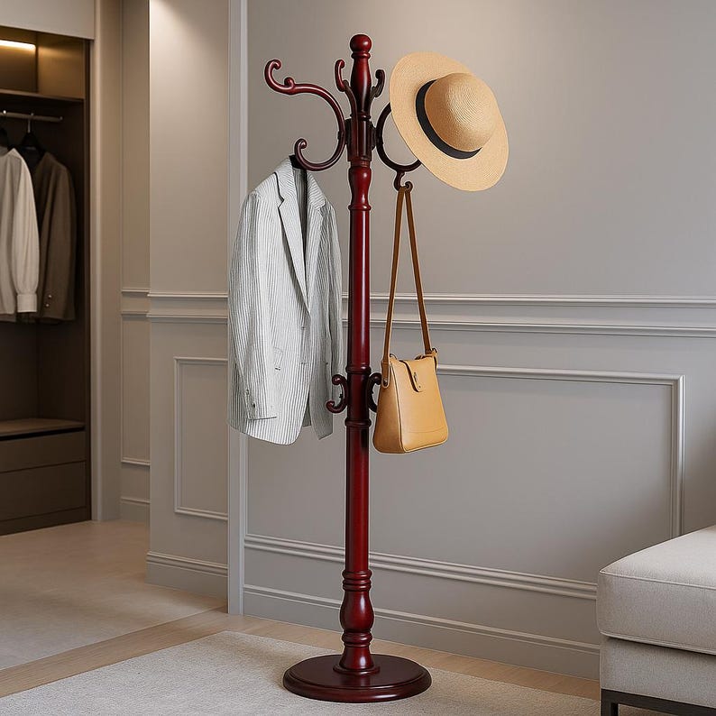 Wooden Coat Rack With Weighted Base, Modern Entryway Hall Tree - Etsy