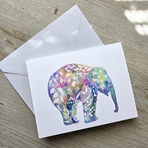 Whimsical Watercolor Elephant Greeting Card Blank All occasion card for birthday, card for children, thank you card, thinking of you card