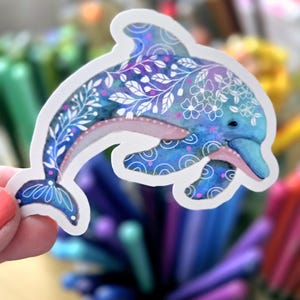 Watercolor Dolphin Sticker for laptops iPhone sticker water bottle sticker  Die Cut sticker water resistant sticker ocean life sticker