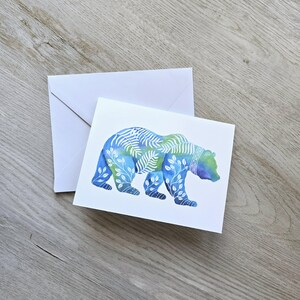 Whimsical Watercolor Bear Greeting Card Blank All occasion card for birthday, card for children, thank you card, thinking of you card