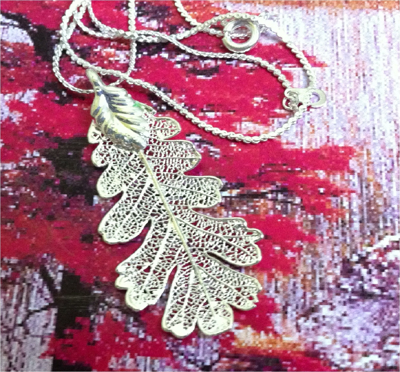 Real Leaf Jewelry, Small Oak Leaf, Sterling silver dipped pendant nec…