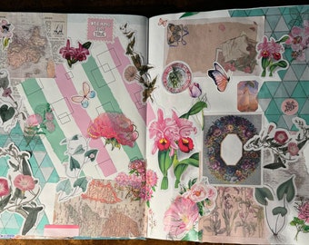 Roze-groene bloesemprint