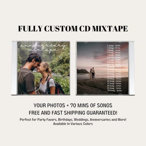 CD personalizado em estojo com imagens e músicas personalizadas - 70 minutos de playlist musical, mixtape personalizado, música em CD, Spotify, Apple Music