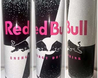 pink and black rbull 20oz tumbler